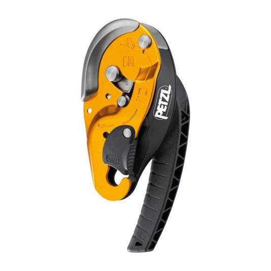 PETZL I'd S Selbstbremsendes Abseilgerät D020AA00, grau-silbernes Gerät mit Hebel. Für sicheres Abseilen und Ablassen von Lasten.