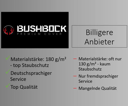 BUSHBOCK® Premium Satin Autoabdeckung Indoor - Schwarz, M