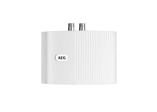 AEG MTE 350 Kleindurchlauferhitzer 3,5 kW Handwaschbecken. Weißes, kompaktes Gehäuse zur sofortigen Warmwasserbereitung.