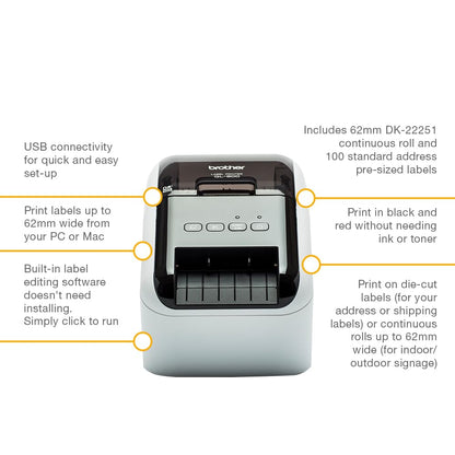 Brother QL-800 Thermo-Etikettendrucker – Rot-Schwarz-Druck