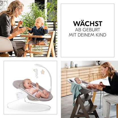 hauck Alpha Move Newborn Set Deluxe Holz Hochstuhl Natur Sand Beige