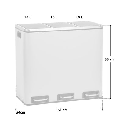 SVITA TM3X18 Treteimer 54L Edelstahl Silber Mülltrennung
