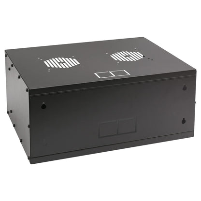 HMF 65704-02 Netzwerkschrank 19 Zoll 4 HE 400 mm Glastür Schwarz