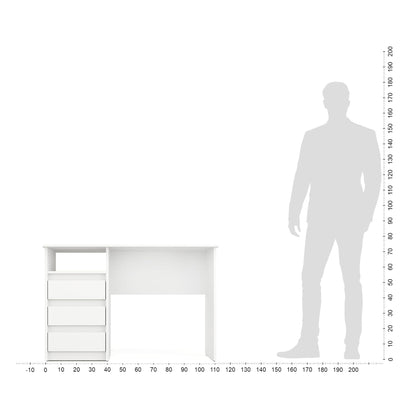 KOMTO Oslo Schreibtisch mit Schubladen - Weiss 110x50 cm