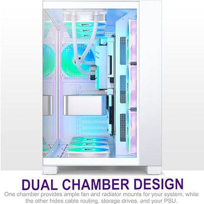 FOIFKIN F600 ATX Mid-Tower Gaming PC Gehäuse mit ARGB Lüftern - Weiss