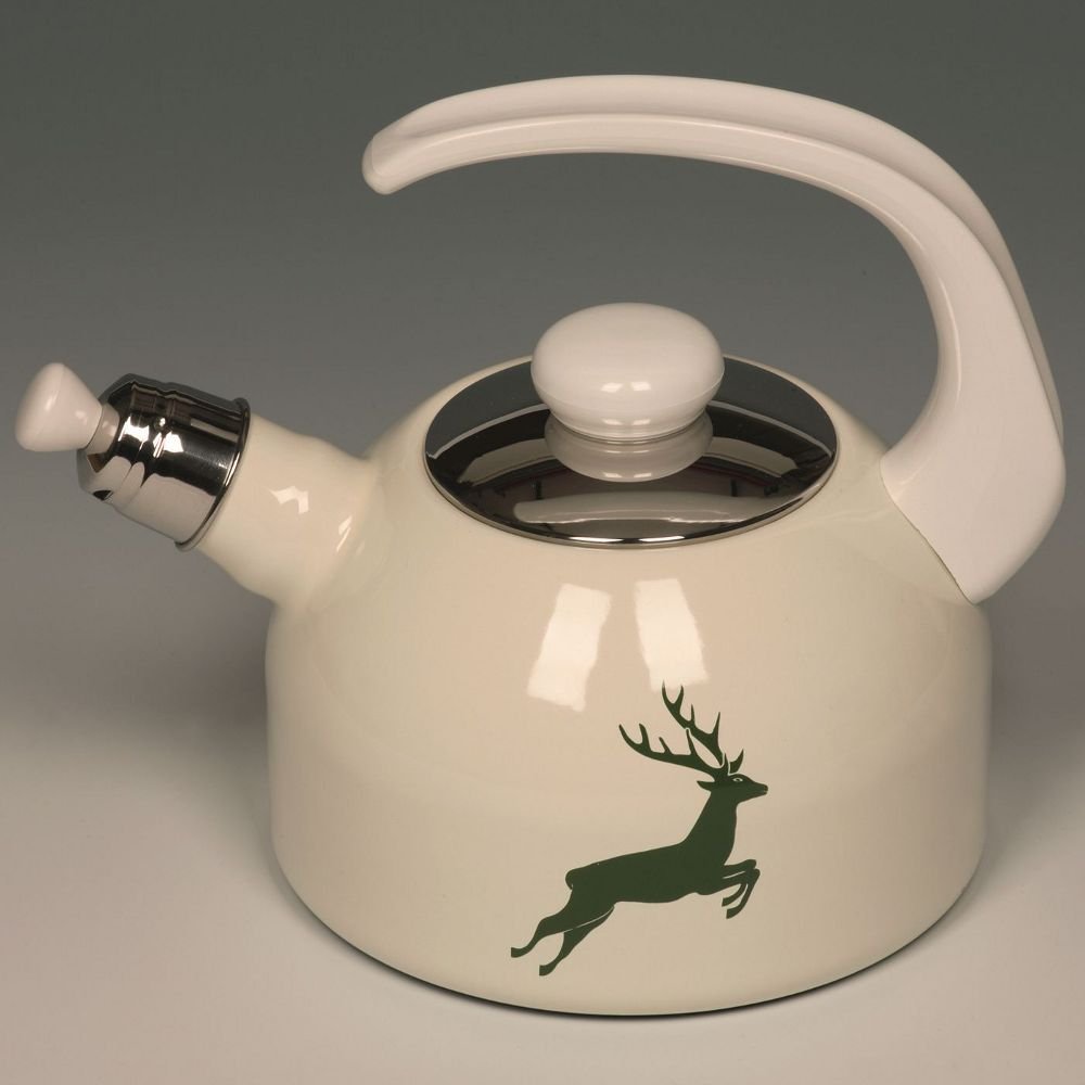 Riess Flötenkessel Plus 0543-072 Emaille – Hirsch Grün, 2L. Hirschgrüner Emaille-Flötenkessel; erhitzt Wasser, pfeift bei Siedepunkt.