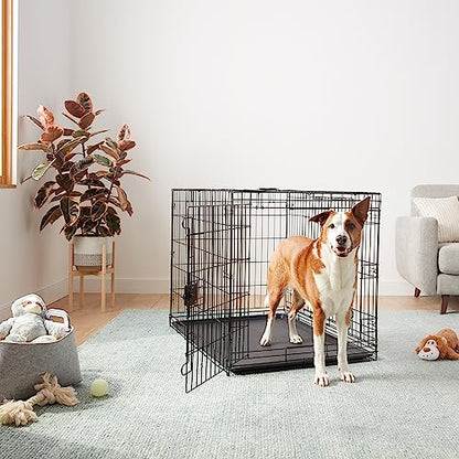 Amazon Basics Faltbarer Hundekäfig Metalldraht – Doppeltür Schwarz L