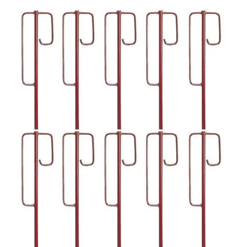 KRUSE Laterneneisen mit UVV-Bügel, Absperrhalter, 125 cm, 10 Stück, rot tauchlackiert, mit angeschmiedeter Spitze