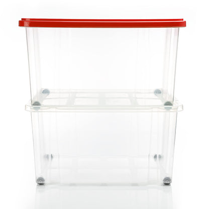 BigDean 60 L Stapelbox mit Deckel - 4er Set rot