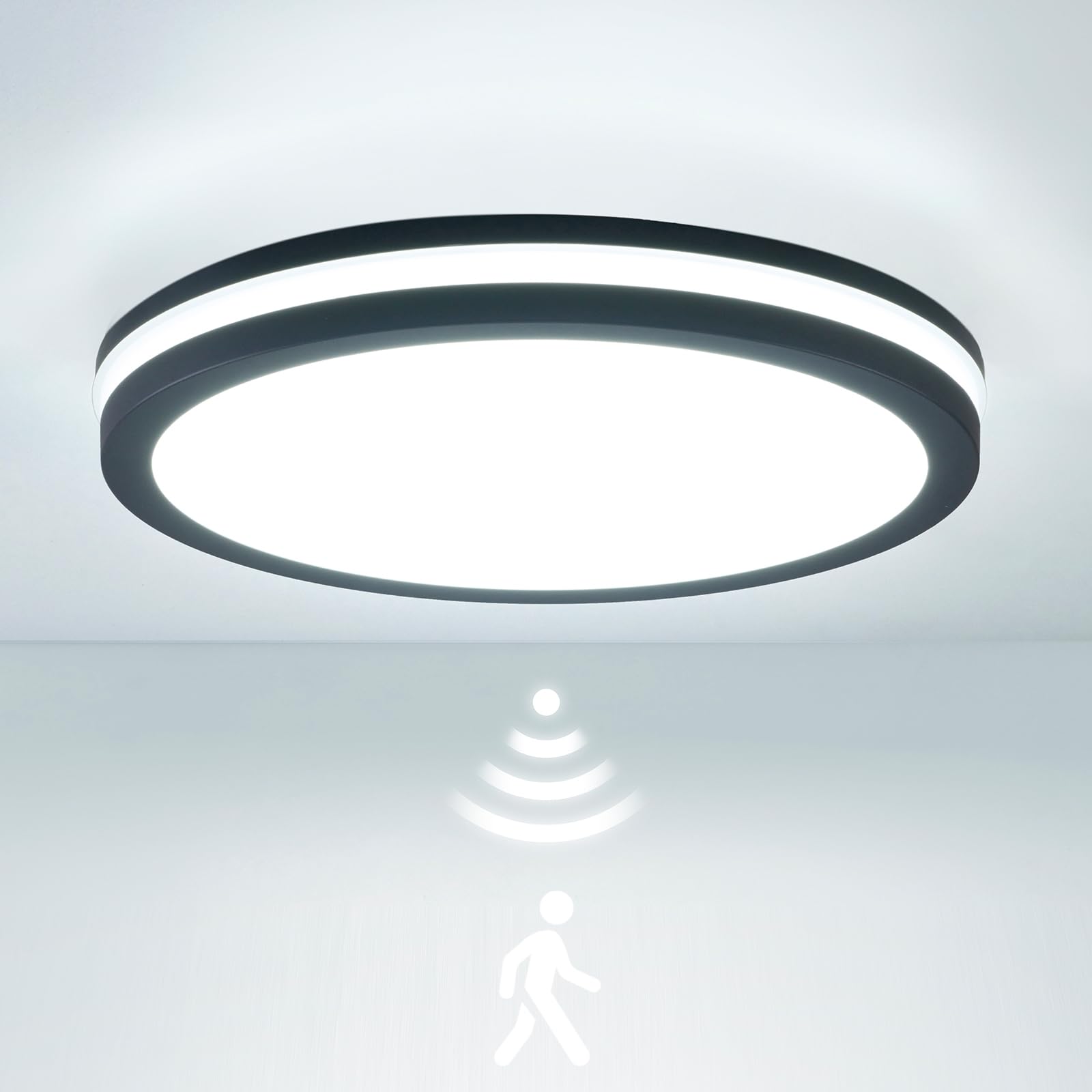 LEZOE LED Deckenleuchte mit Bewegungsmelder, rund, Ø 26 cm, für Bad und Feuchträume