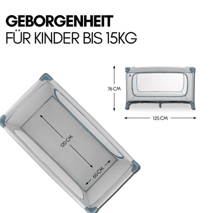hauck Dream n Play Plus faltbares Baby Reisebett Set - Dusty Blue