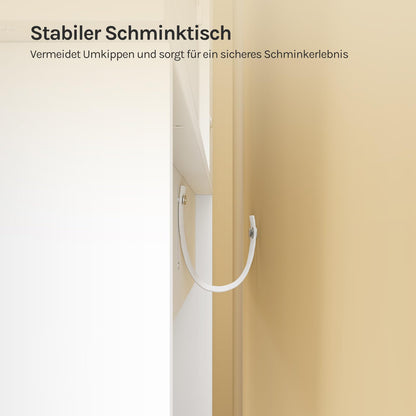 WOLTU Schminktisch Frisiertisch – LED, Weiss, 2 Schubladen