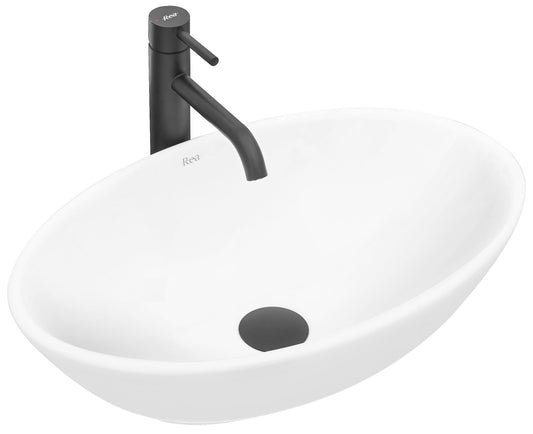 Rea Pamela Aufsatzwaschbecken Weiss Keramik 53x33 cm. Weißes Keramik-Aufsatzwaschbecken für die Bad-Hygiene.