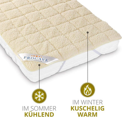 PROCAVE weiches Unterbett Lammflor Schurwolle 160x200 cm
