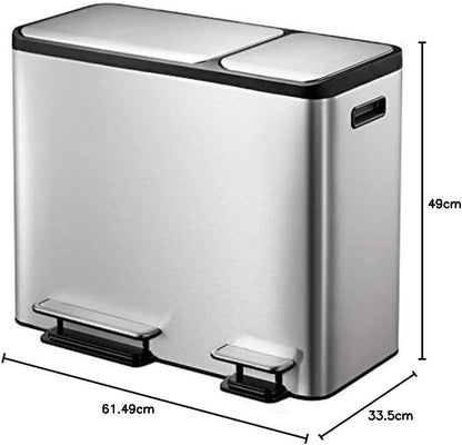 EKO Ecocasa Tretmülleimer 3x15L, 3 Fächer, Edelstahl Matt