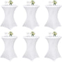 Teruntrue Stehtischhussen 6er Set Spandex Stretch weiss Ø 80 cm, runde Husse mit Fusstaschen zur Fixierung