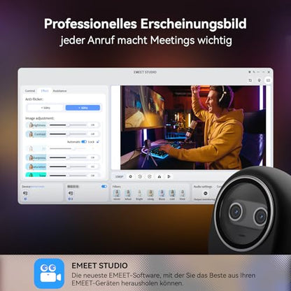 EMEET Piko+ 4K KI-Webcam – Dual-Kamera, KI-Autofokus