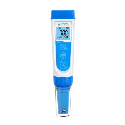 Apera Instruments PH60 Premium pH-Meter - Standard Glaselektrode: pH-Meter, graues Gehäuse, Display, Glaselektrode. Misst den pH-Wert.