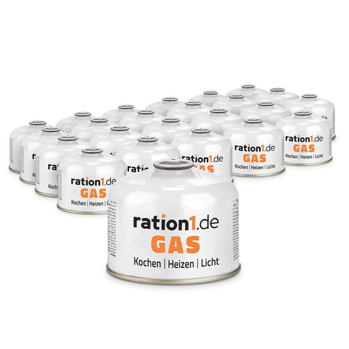 ration1 Gaskartusche 230g EN 417 Schraubkartusche. Zylindrische Silberkartusche mit Propan-Butan-Gas für Campingkocher.