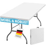 STEELSØN Zennar Klapptisch 180 x 74 cm weiss für 8 Personen – HDPE-Tischplatte, schwarzes Stahlgestell, klappbar