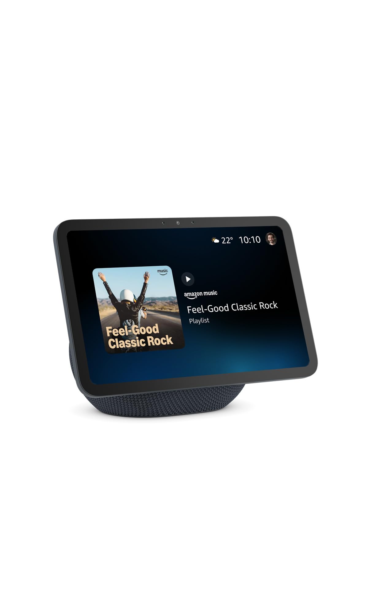 Amazon Echo Show 8 Smart Display mit HD-Touchscreen und Alexa, Graphit – Gehäuse in Graphitgrau mit zentrierter Kamera
