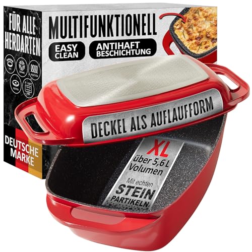 STONELINE Aluguss Bräter 40x22 cm - Induktion, Antihaft, Rot