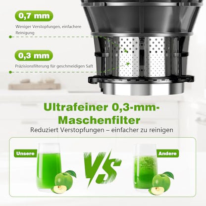 VitaPress Slow Juicer Entsafter - 147mm XXL Einfüllschacht
