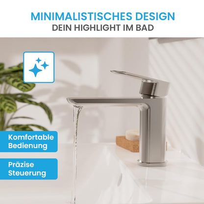 Bächlein Mizarela Badarmatur - Edelstahl gebürstet, flacher Auslauf