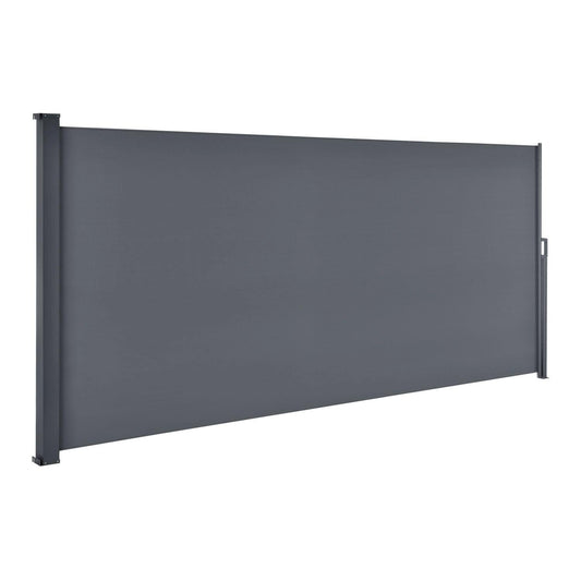 Juskys Seitenmarkise Dubai ausziehbar 500x160 cm Anthrazit, dient als vertikaler Sicht-, Sonnen- und Windschutz für Terrasse und Balkon.