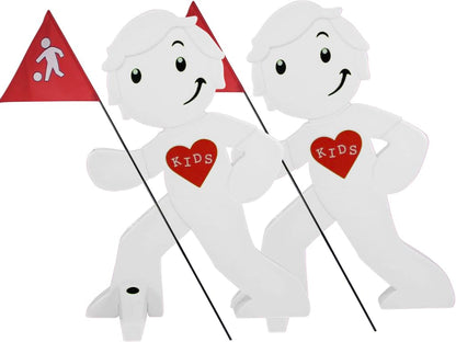 StreetBuddy Warnfigur Kindersicherheit – Achtung langsam Fahren (2er Weiss)