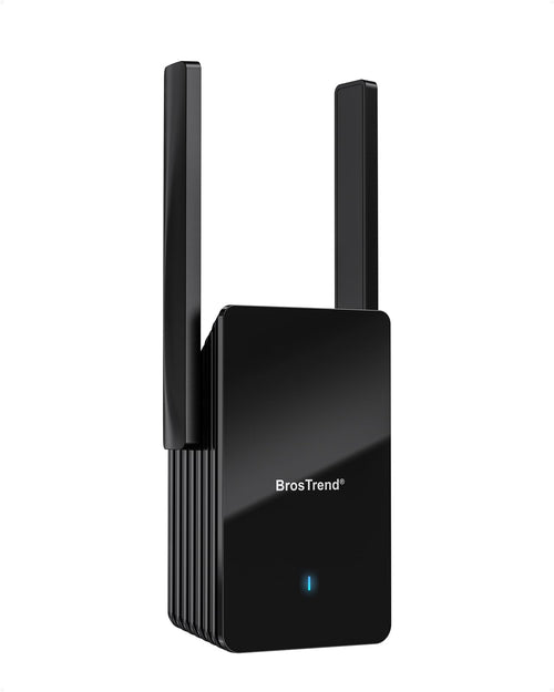 BrosTrend AX3000 WiFi 6 WLAN Verstärker Gigabit Dualband, weißes Gehäuse. Erweitert WLAN-Reichweite für stabile Netzwerkverbindung.