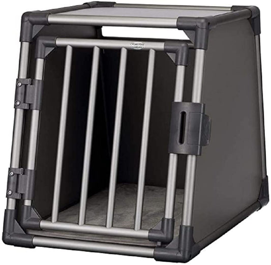 TRIXIE Hunde-Transportbox Aluminium Graphit – Grösse S. Sie dient dem sicheren Transport von Hunden im Fahrzeug.