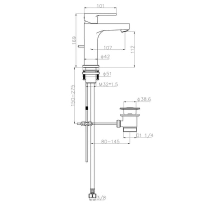 CECIPA MIRAS-B Waschtischarmatur Schwarz mit Zugstange