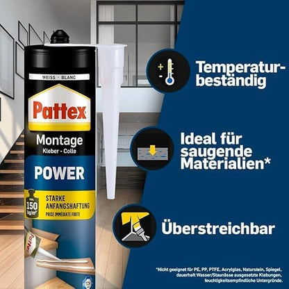Pattex Montagekleber Power Bau- & Kraftkleber innen/aussen (12er Pack)