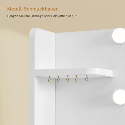TEENFON Schminktisch mit LED-Spiegel und Ladestation, Weiss