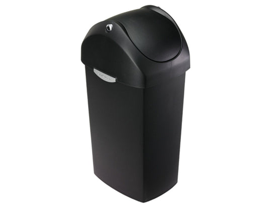 simplehuman CW1333 Schwingdeckel Abfalleimer - 60L Schwarz. Schwarzer 60L Behälter mit Schwingdeckel zur hygienischen Abfallentsorgung.