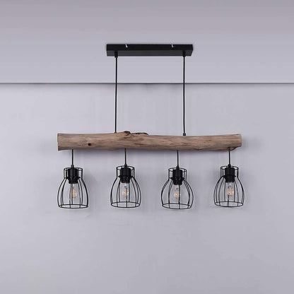 GLOBO Design Pendelleuchte 15326-4N – Holz Balken