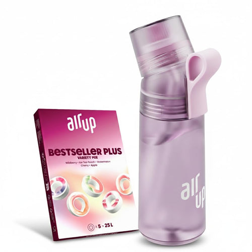 air up Twist Pro Trinkflasche Lavender 600 ml mit 5 Duft-Pods, violette Flasche aus Tritan mit Strohhalm