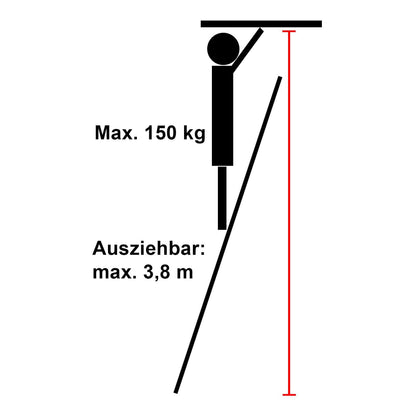 Eaxus Teleskopleiter 3.8m Mehrzweckleiter Alu 13 Stufen Silber