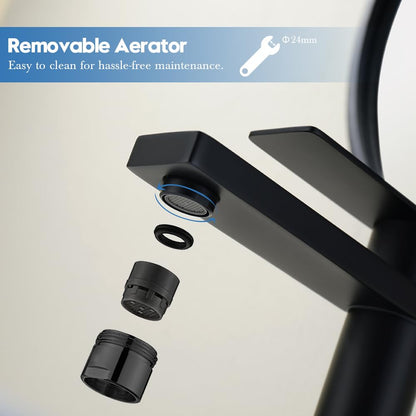 Decaura Waschtischarmatur Hoch Schwarz Matt - 250mm