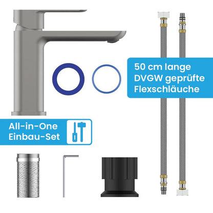 Bächlein Mizarela Badarmatur - Edelstahl gebürstet, flacher Auslauf