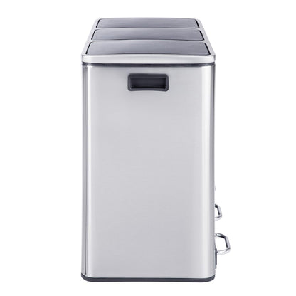 SVITA TM3X18 Treteimer 54L Edelstahl Silber Mülltrennung