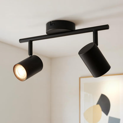Gr4tec Deckenstrahler LED 2-flammig, schwenkbar, GU10, schwarz aus Metall mit zwei Spotköpfen