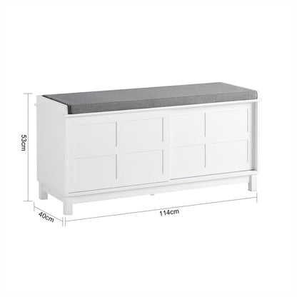 SoBuy Schuhbank FSR86-W gepolstert, mit Stauraum – Weiss