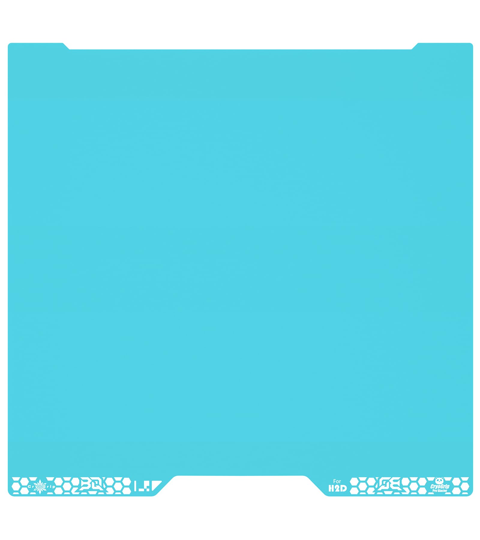 BIQU CryoGrip Pro Glacier Federstahlplatte - Bambu-Lab H2D, 355x346mm. Silberfarbene Bauplatte für 3D-Drucker.