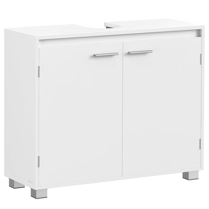 VASAGLE Waschbeckenunterschrank BBK515W01 Badezimmerschrank weiss mit zwei Türen und Füssen