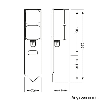 ledscom.de PIWI 3er Garten Steckdosensäule 2-Fach Erdspiess Anthrazit