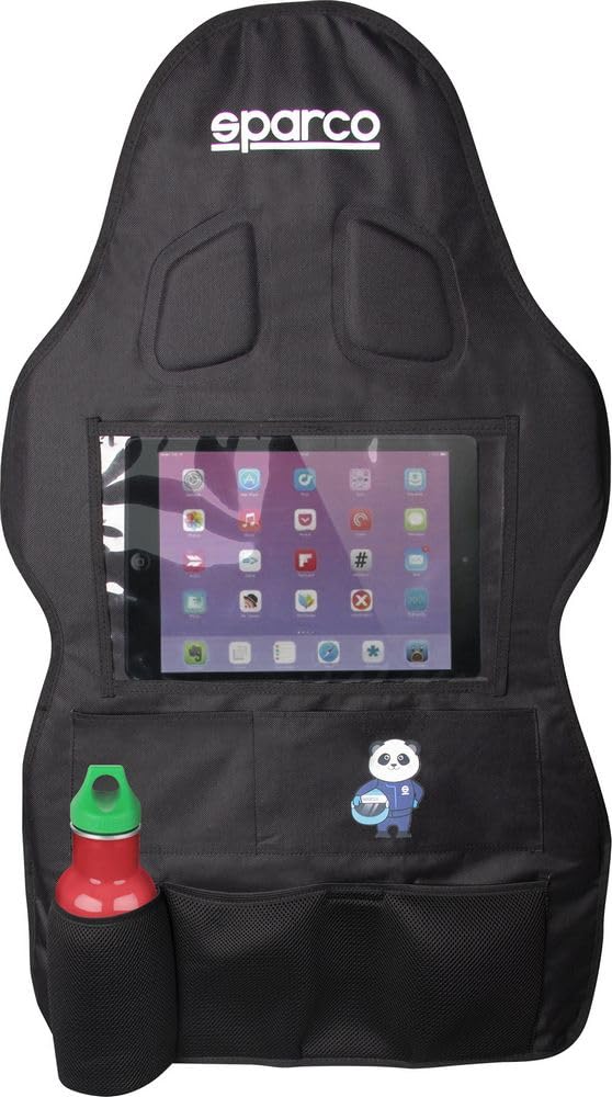 Sparco Rückenlehnenschutz Sitzorganizer SPCK1013 für Autositze, Sitzschutz mit Ablagefächern