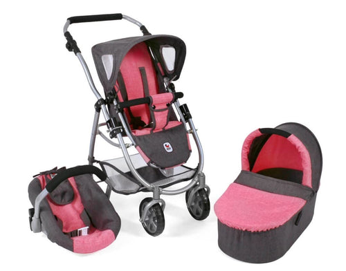 Bayer Chic 2000 Emotion All In Puppenwagen - 3in1 Set. Puppenwagen für Puppen, wandelbar zu Kinderwagen, Sportwagen & Tragetasche.