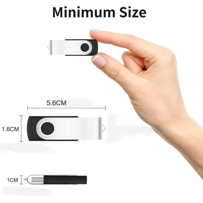 AreTop USB Stick 8GB 10 Stück USB 2.0, 360 Grad drehbar, Schwarz